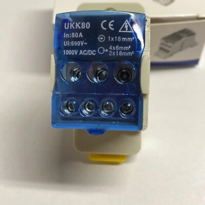 80A DIN Rail Power Junction Distribution Terminal Block Pack of 5 pcs - Image 1 of 4