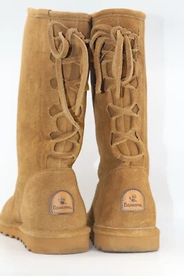 Botas altas Bearpaw Phyllis para mujer talla 11, marrón nogal tostado gamuza con cordones en la espalda Foto 1 de 4