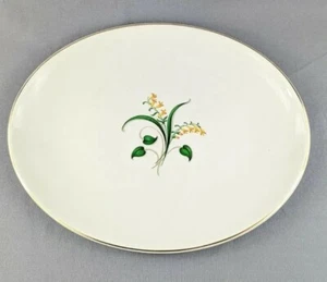 Edwin Knowles FORSYTHIA Pattern Oval Serving Platter Gold Gilt Trim 12-5/8” - Picture 1 of 4
