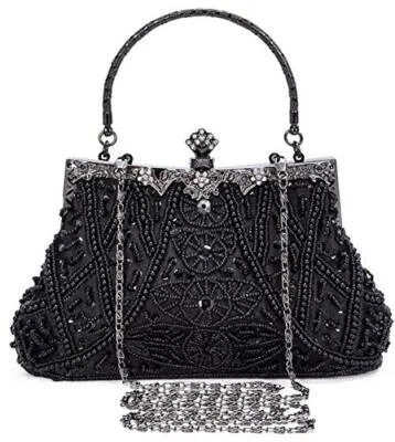 1920s Beaded Clutch Evening Bags for Women Formal Bridal Wedding Clutch Purse - Image 1 of 4