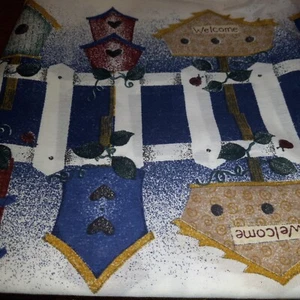 Casette per uccellini picchetto recinzione foglie tessuto resti 61"x75" - Foto 1 di 3