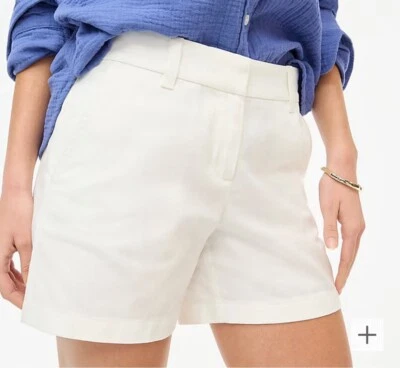 J.CREW Chino Shorts Women 6 White 5" Classic Flat Front 100% Cotton H1453 - Image 1 of 4