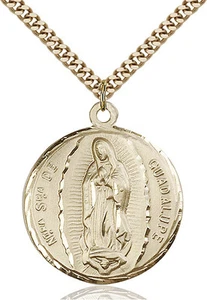 Men's 14K Gold Filled Our Lady Guadalupe Virgin Mary Medal Necklace Pendant - Picture 1 of 1