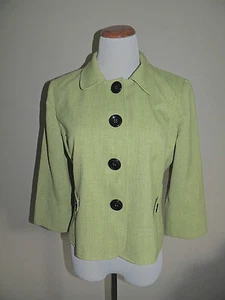 WOMENS PERCEPTIONS PETITE GREEN 4 BUTTON POLYESTER BLAZER SIZE 12P - Picture 1 of 6