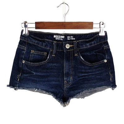 Mossimo Niñas Alto Tiro Corte Denim Pantalones Cortos Talla 5 Lavado Oscuro 100% Algodón Foto 1 de 3