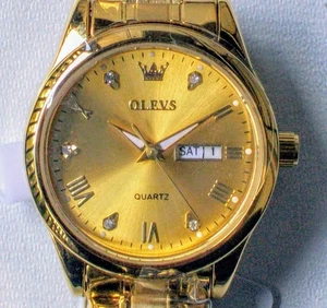 OLEVS Uhr Damen Gold Edelstahl Wasserdicht Tag und Datum USA VERKÄUFER - Bild 1 von 6