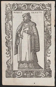c1590 Matrona nobile Mantua Italia Frauentracht Kostümkunde Holzschnitt Vecellio - Picture 1 of 1