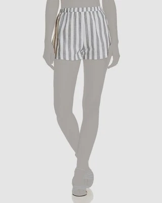 Aqua Women's White Blue Striped Pull-ON High-Rise Casual Shorts Size L - Image 1 of 2