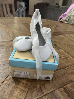 Baby Deer Sabrina 女孩 8 白色皮革玛丽珍芭蕾舞拖鞋舞蹈鞋 — 第 1/4 张图片