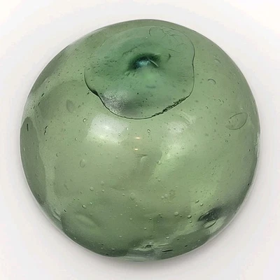 Flotador de pesca de vidrio soplado a mano japonés de colección ~ verde oliva drab ~ usado para el clima ~ 3,25" Foto 1 de 4