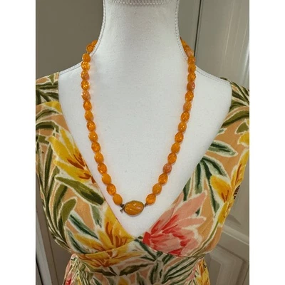 Collar vintage con cuentas de vidrio naranja imitación ámbar lucite bisutería Foto 1 de 4
