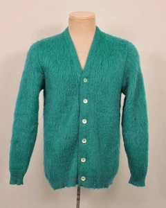 Vintage Herren 60er blau/türkis Mohair Shag Strickjacke Pullover Gr. M 60s - Bild 1 von 12