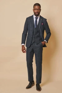 Blazer uomo lana tweed vintage retrò tacca bavero ballo sposo smoking abito da sposa - Foto 1 di 20