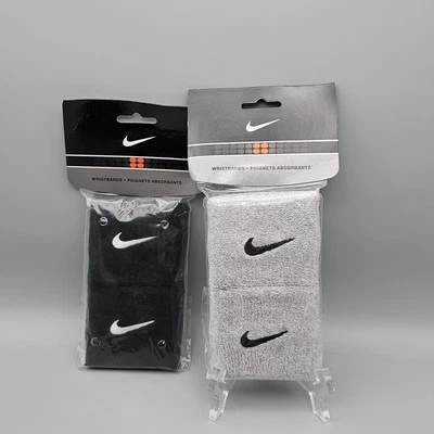 Nike Wristbands 2 Packs Black And Grey Early 2000s New Sealed Tennis Basketball  - Image 1 of 4