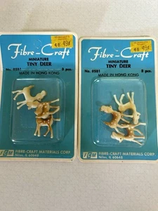 Vintage Fibre-Craft Miniature Tiny Deer 2 Pkgs Of 3 Each NIP So Retro! - Picture 1 of 4