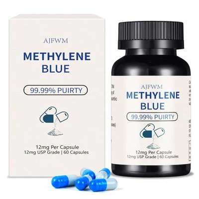 AJFWM Methylene Blue Pharmaceutical Grade Supplement with 60 Capsule Third-Party Te...