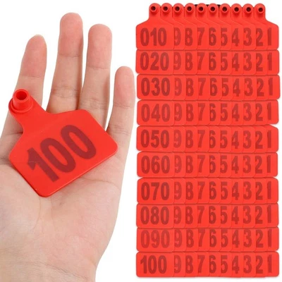 GMXZX 100PCS Cattle Ear Tags Large Size - Plastic Livestock Ear Tags 001-100 Number...