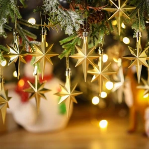 12 Pcs Gold Christmas Bethlehem Star Ornament for Christmas Tree 3.14inch Bet... - Picture 1 of 6