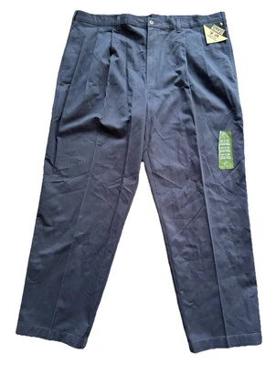 Farah Mens Chino Pants Size 42x30 Navy Blue Pleated 100% Cotton NWT - Image 1 of 4