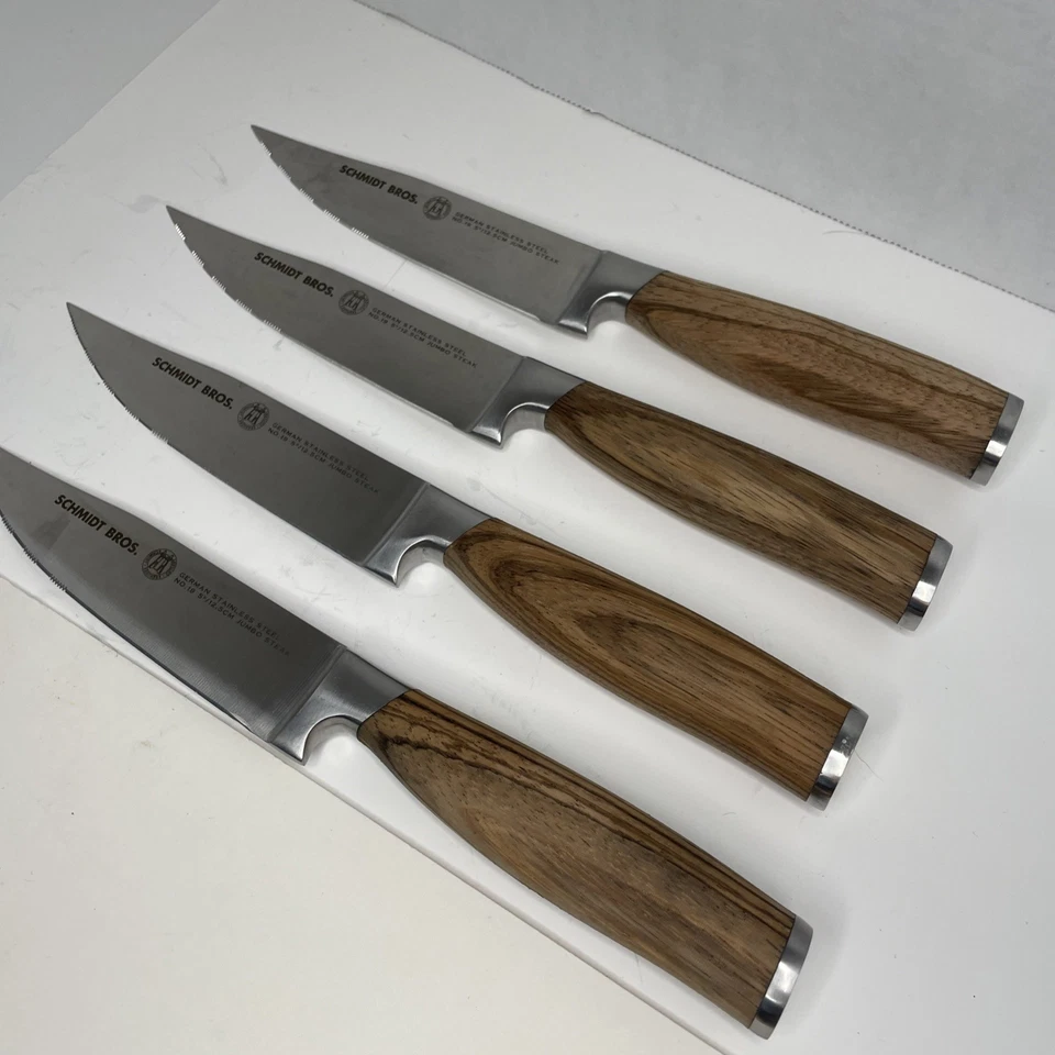 Schmidt Brothers German Stainless Steel Steak Knives - 4 Piece Set  Zebra Wood - Image 1 of 4