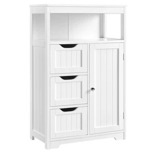 Bathroom Floor Cabinet Freestanding Storage Cabinet w/ 3 Drawers and Single Door - Picture 1 of 11
