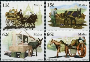 Malta Bauernhoftiere Briefmarken 2005 postfrisch Pferde in Malta Pferde Esel 4v Set - Bild 1 von 1