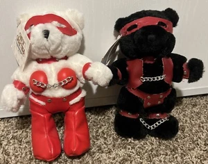 Rare Vintage Spencer's Gifts Cast of Characters Pair Bondage Plush Bear 1996 - Bild 1 von 12