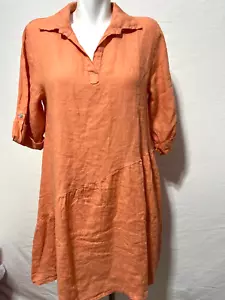 Linen Summer Dress Small Peach Cora Italy Women New NWT Bellambra - Picture 1 of 7