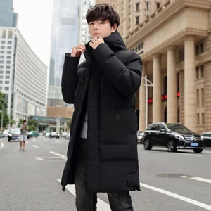 Men Winter Hooded Cotton Coat Large Size Mid-length Thickened Warm Jacket Casual - Picture 1 of 9