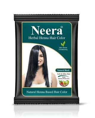 Neera Herbal Natural Negro Henna Color de Cabello Paquete de 15 GRM (Paquete de 20) Foto 1 de 4