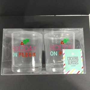 Holiday on Fleek Cocktail Whiskey Glasses 2ct Xmas Party Smooth Nice On Point - Picture 1 of 5