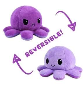 New Reversible Moods Octopus Plush, Purple, Clean - Picture 1 of 3