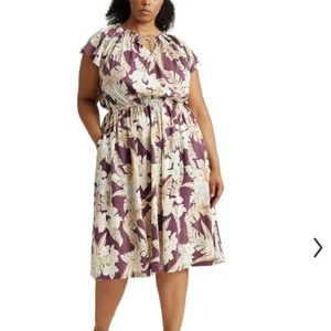 CHAPS Floral Fit & Flare Midi Dress Plus Size 4X Multicolor - Bild 1 von 6