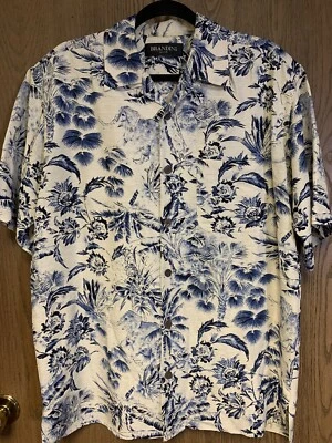 Camisa para hombre Brandini pura seda abotonada manga corta camisa tropical mediana Foto 1 de 4