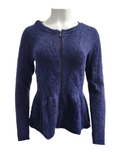 CASLON Women's Navy Wool Long Sleeve Zip Up Peplum Peacoat Size X-Small NWT NEW - Picture 1 of 2