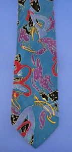 Corbata de cuello Vicky Davis para hombre azul seda borgoña negra púrpura dorada formas - Imagen 1 de 2