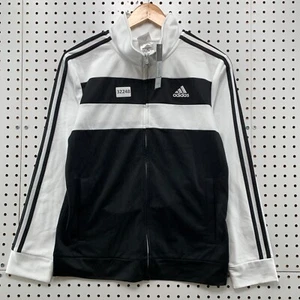 NEw Adidas TRack Jackety Youth Large 14-16 White Black Striped Fit 18.5x23.5 NWT - Picture 1 of 16