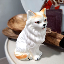 Collectible Porcelain White/Ginger Persian Cat Figurine 8.5 cm