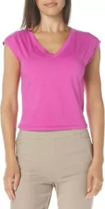 VELVET By Graham & Spencer Toby Gauzy Whisper V Neck Tee Orchid S $99 H14 - Picture 1 of 3