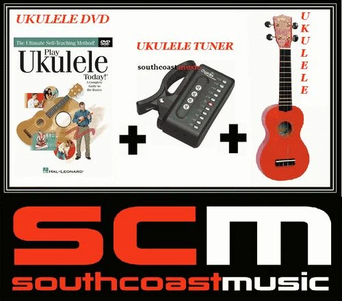 RED SOPRANO UKULELE +GIG BAG + PLAY UKULELE TODAY DVD + UKULELE TUNER PACK - Image 1 of 1