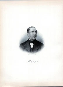 WILLIAM COUPER NUEVO CASTILLO DELAWARE Historia Años 1880 Retrato Acero Grabado Impresión - Imagen 1 de 2