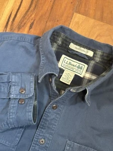 LL Bean Jacket Traditional Fit Men's Size Large Flannel Lined Long Sleeve Blue - Picture 1 of 8