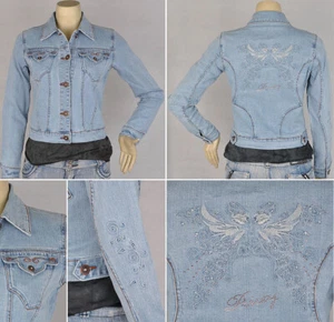 "Pricxy" Women jeans jacket long sleeve stretchy denim designer detail #PJ-2009 - Picture 1 of 6