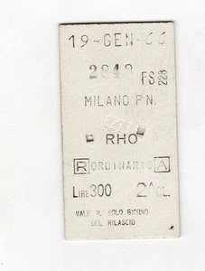 BIGLIETTO FERROVIARIO TICKET EDMONSON MILANO P.N. RHO 19-1-1966 - Picture 1 of 1