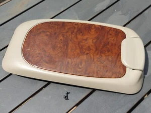 1999-2007 FORD EXCURSION SUPER DUTY CENTER CONSOLE LID ARMREST TAN WOODGRAIN OEM - Picture 1 of 13