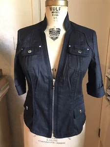 Neu mit Etikett White House Black Market kurze Safari-Jacke Leinenmischung 8 tailliert Jacke - Bild 1 von 10