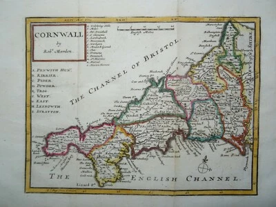 Antique map of Cornwall by Robert Morden 1720 - Image 1 of 4