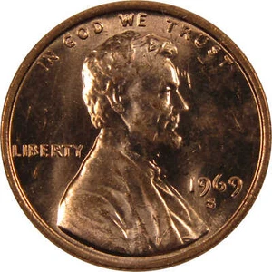 1969 S Lincoln Memorial Cent BU Uncirculated Penny 1c Coin - Picture 1 of 4