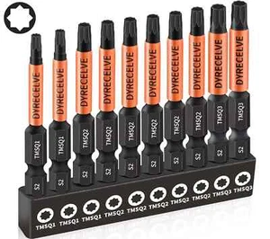 10-Pack 8 Point Star Bit - Professional 8 Point Torx Bit (Magnetic Heads & Hex S - Picture 1 of 8