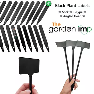 Plant Labels Plastic Black Stick Angled Head T Type Name Tag ID Marker Labelling - Picture 1 of 35